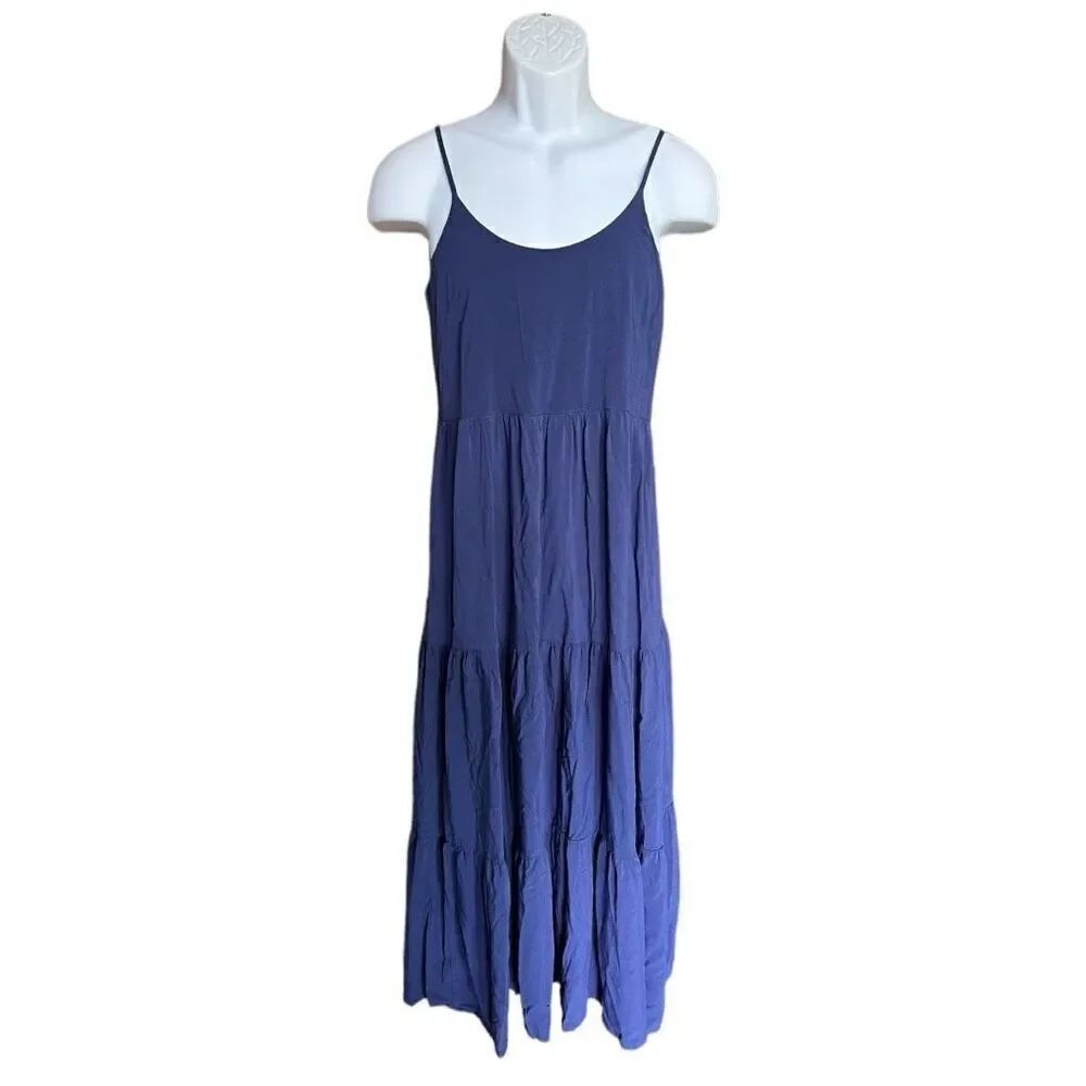 Womens Primark Cares Navy Blue Sleeveless Tiered Maxi Dress - Sz 4
